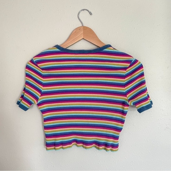 Spiritual Gangster | Rainbow Stripe Ribbed Cropped Rio Tee - Picture 6 of 13